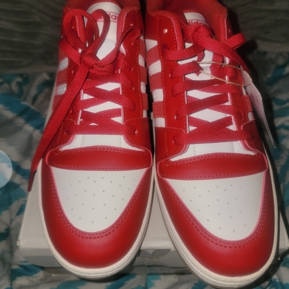Adidas Red and White Sneakers